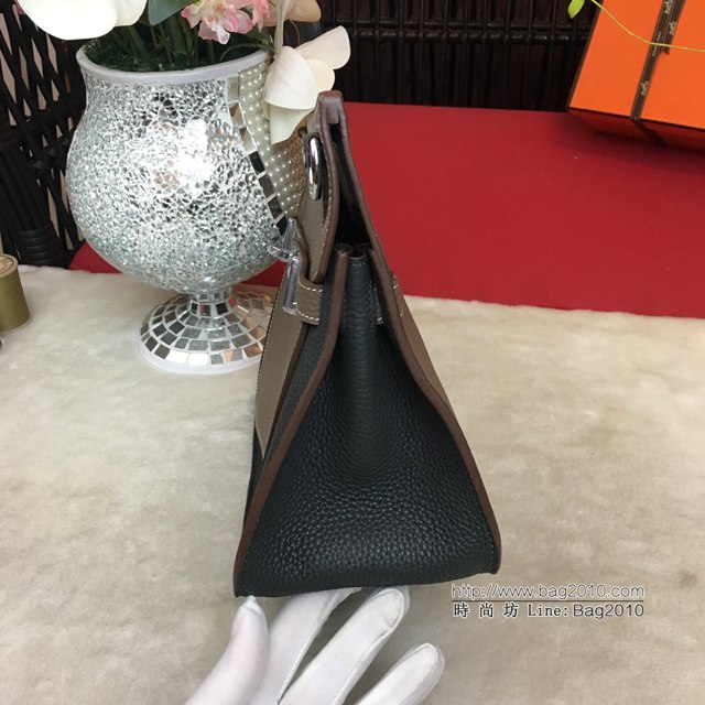 Hermes包包 愛馬仕Jypsiere吉普賽28cm 單肩斜挎愛馬仕包 鐵灰/大象灰銀扣  tdh2034